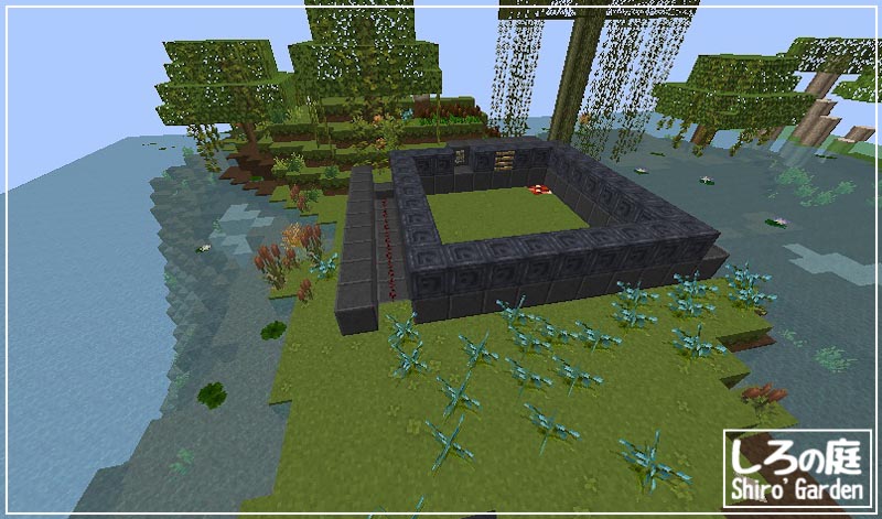 湿地をみつけて花自動装置を作る Minecraft しろの庭 しろがマインクラフトで遊ぶブログ