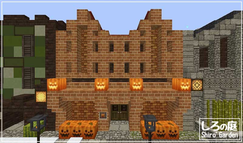 かぼちゃとスイカの自動回収工場を建築 石造りの街 しろの庭 しろがマインクラフトで遊ぶブログ